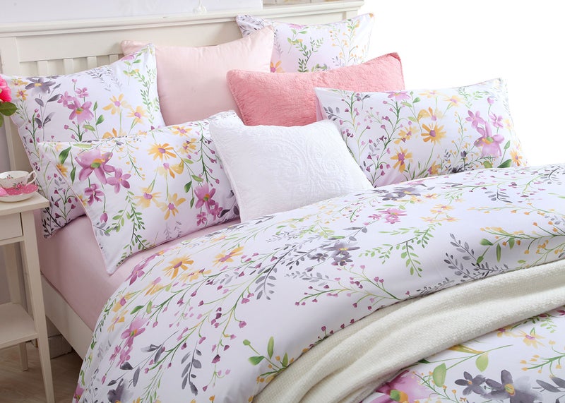 Brandream 100% Soft & Durable Egyptian Cotton Full Size - 3 Piece Floral Print Design Duvet Quilt Cover Sets Elegant Dorm Bedding - Image 1